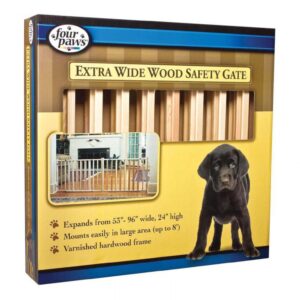 Four Paws Vertical Wood Slat Pet Gate 53"-96" Wide 24" high